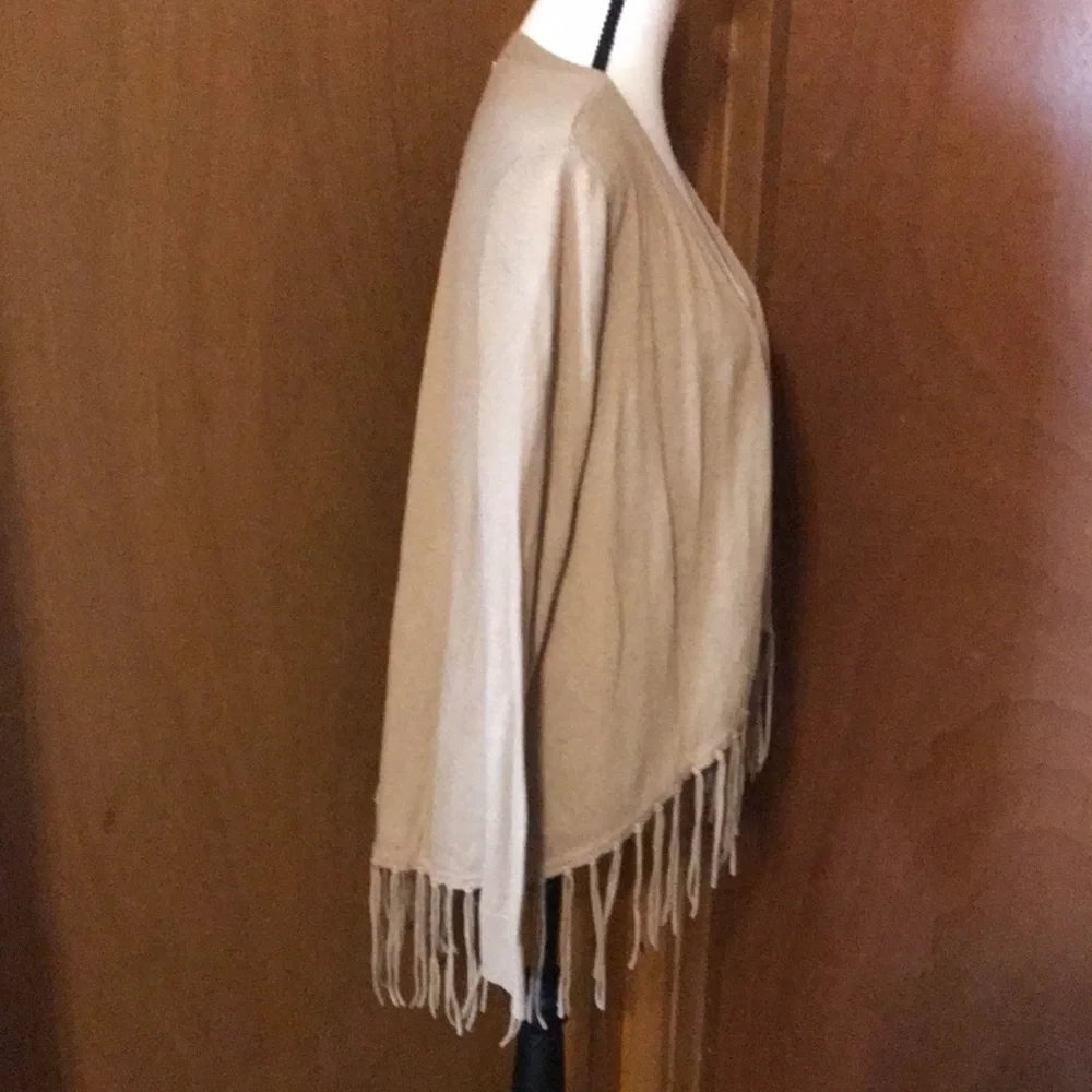 Michael Kors Beige Fringe Hem Cardigan